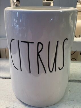 Rae Dunn White Ceramic 'CITRUS' Candle Jar